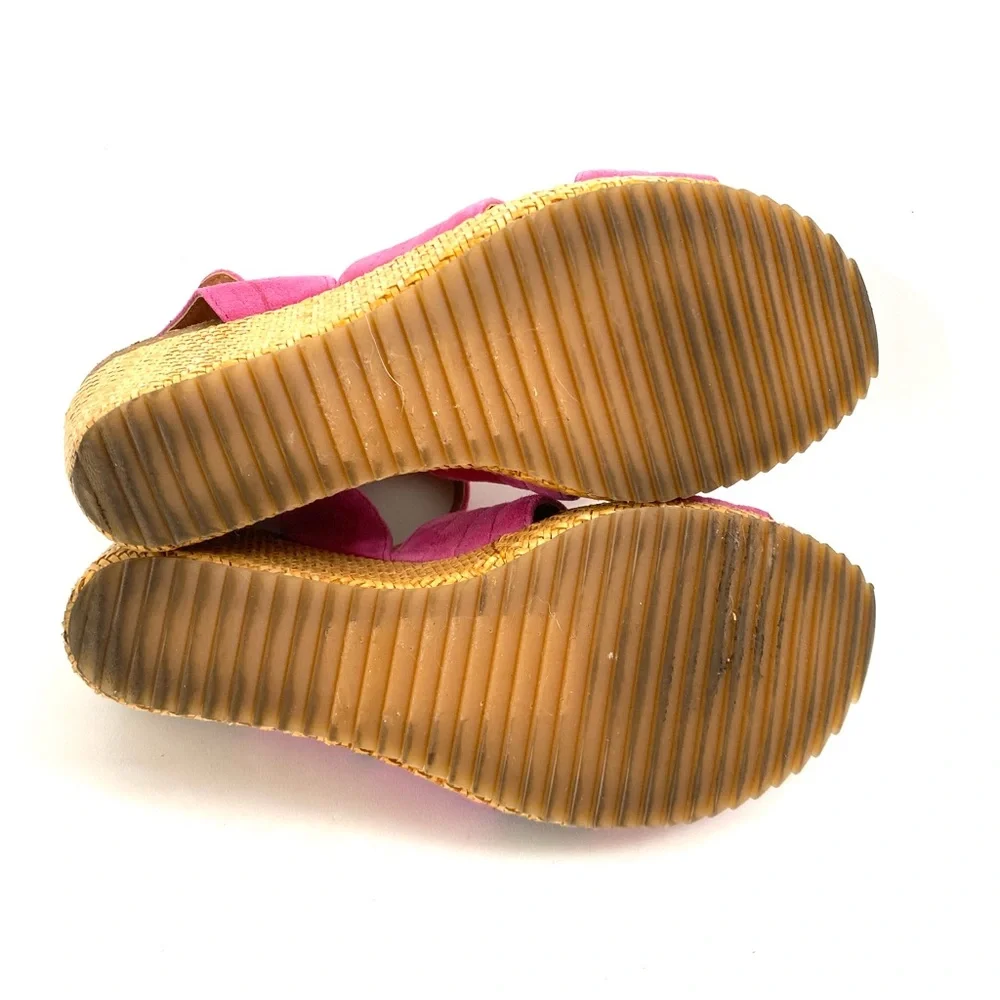 Sofft Wedge Platform Sandals 8 M Pink Suede Open Toe Ankle Strap - Picture 10 of 10